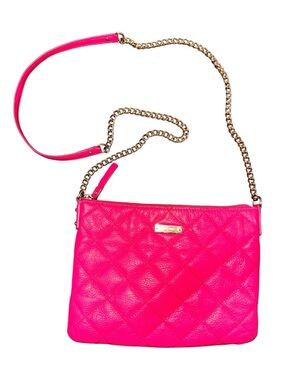 kate spade Hot Pink Quilted Leather Crossbody with Gold Chain